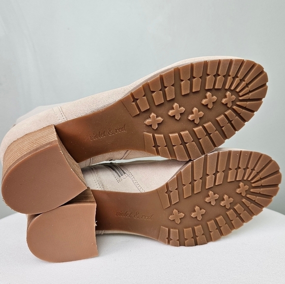 New Violet & Red Loaded Knit Cuff Tan Ankle Bootie Women Size 9.5 - Picture 12 of 16